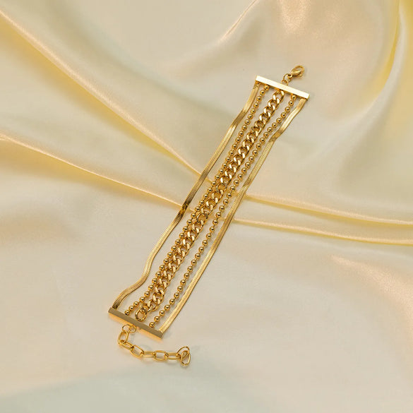 Simple Style Commute Solid Color Titanium Steel Polishing Plating Chain 18k Gold Plated Bracelets