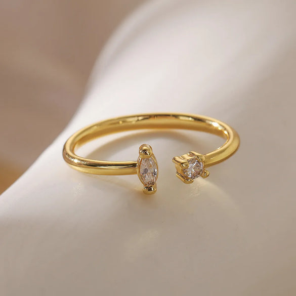 Simple Style Commute Square Copper Plating Inlay Zircon 18k Gold Plated Open Rings