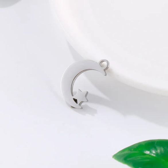 1 Piece Stainless Steel 18K Gold Plated Star Moon