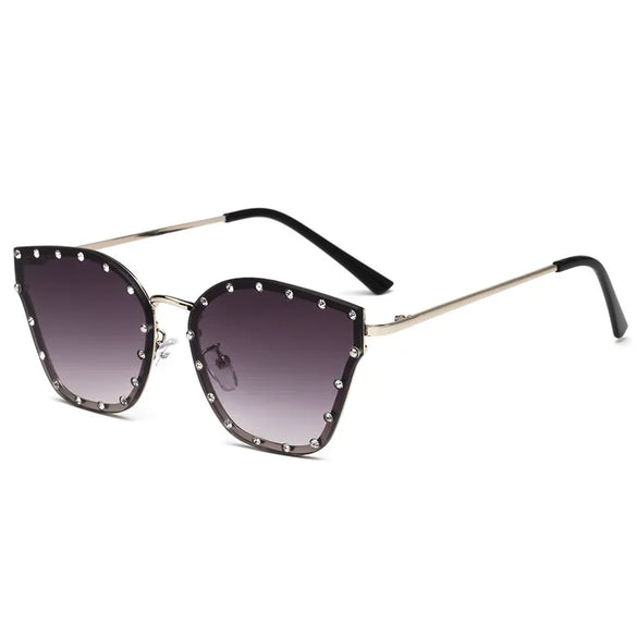 Simple Style Cool Style Gradient Color Ac Butterfly Frame Diamond Full Frame Women'S Sunglasses