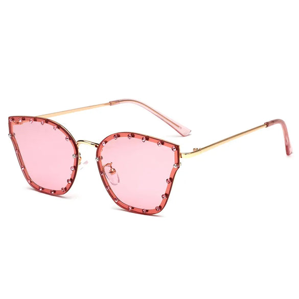 Simple Style Cool Style Gradient Color Ac Butterfly Frame Diamond Full Frame Women'S Sunglasses