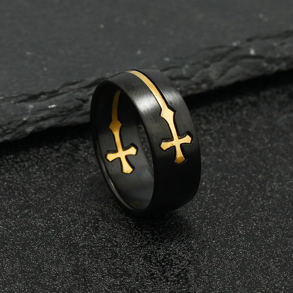 Simple Style Cross 201 Stainless Steel Plating Men'S Rings