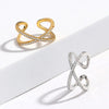 Simple Style Cross Copper Inlay Zircon Open Rings