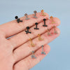 Simple Style Cross Stainless Steel Lip Stud Ear Studs In Bulk