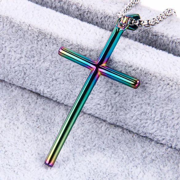 1 Piece Titanium Steel 18K Gold Plated Cross