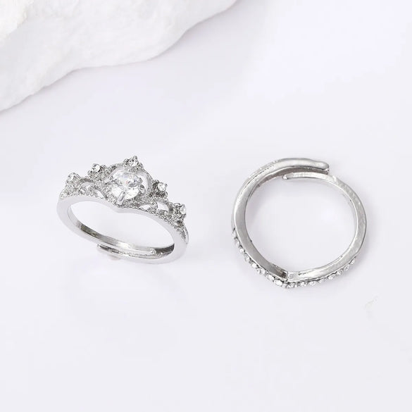 Simple Style Crown Alloy Plating Inlay Artificial Crystal Women's Adjustable Ring