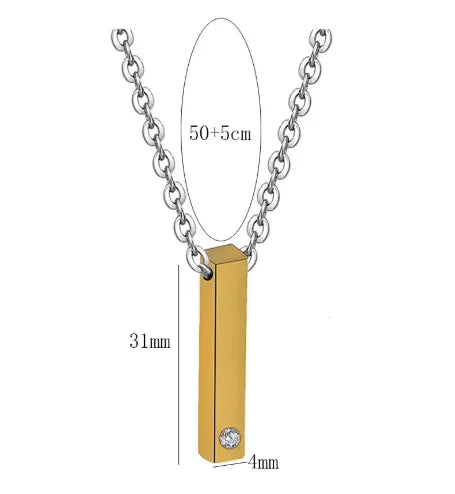 Simple Style Customization Laser Engraving 304 Stainless Steel Plating Unisex Pendant Necklace Men Pendant Necklaces
