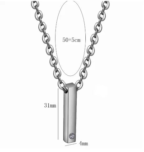 Simple Style Customization Laser Engraving 304 Stainless Steel Plating Unisex Pendant Necklace Men Pendant Necklaces