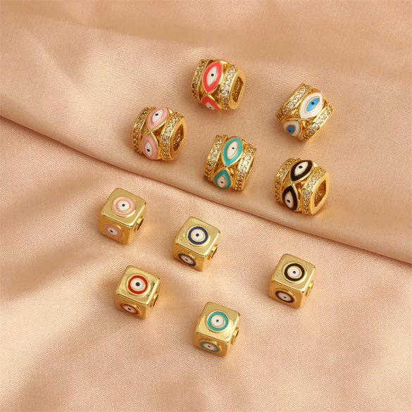 Simple Style Eye Copper Enamel Plating Inlay Zircon 18k Gold Plated Charms Jewelry Accessories