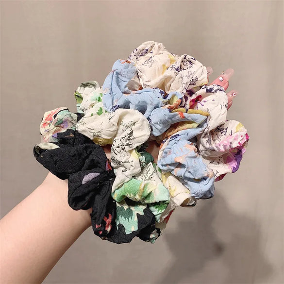 Simple Style Flower Cloth Printing And Dyeing Hair Tie