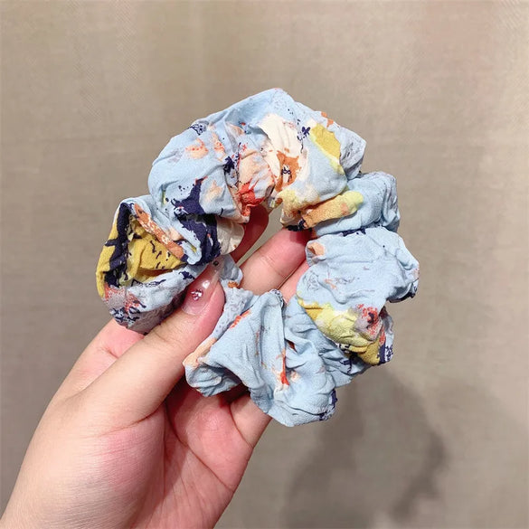 Simple Style Flower Cloth Printing And Dyeing Hair Tie