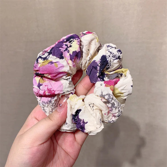 Simple Style Flower Cloth Printing And Dyeing Hair Tie
