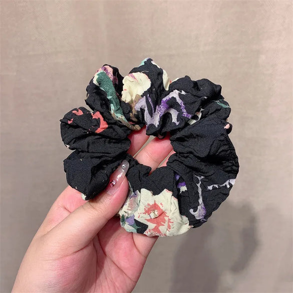 Simple Style Flower Cloth Printing And Dyeing Hair Tie