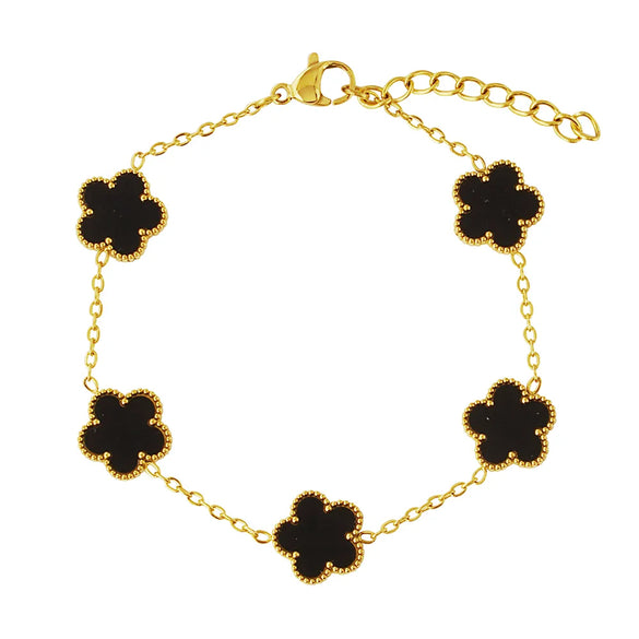 Simple Style Flower 304 Stainless Steel 18K Gold Plated Film Shell Bracelets In Bulk