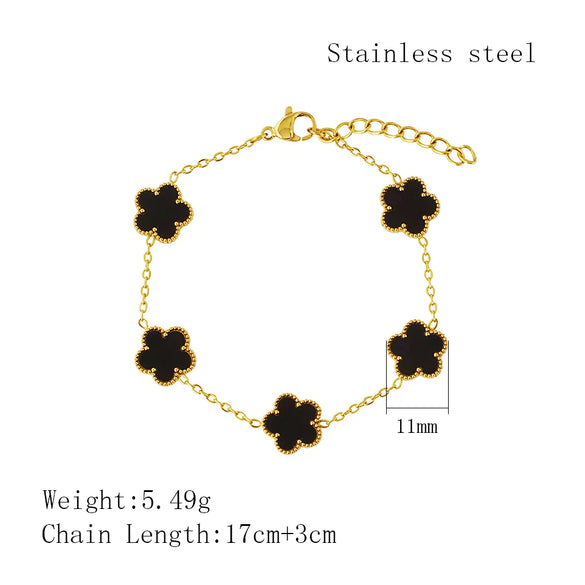 Simple Style Flower 304 Stainless Steel 18K Gold Plated Film Shell Bracelets In Bulk