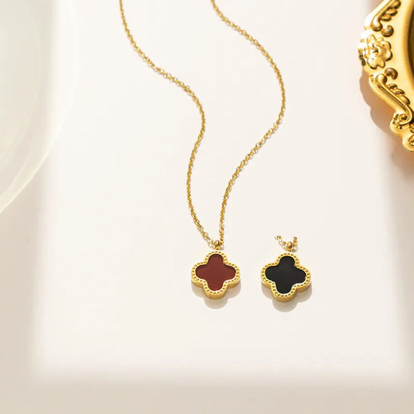 Simple Style Flower Titanium Steel Plating Pendant Necklace