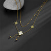 Simple Style Four Leaf Clover Titanium Steel Plating Layered Necklaces