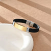 Simple Style Geometric 304 Stainless Steel Pu Leather Unisex Wristband Men Cord & Leather Bracelets
