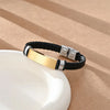 Simple Style Geometric 304 Stainless Steel Pu Leather Unisex Wristband Men Cord & Leather Bracelets