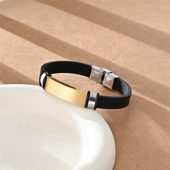 Simple Style Geometric 304 Stainless Steel Pu Leather Unisex Wristband Men Cord & Leather Bracelets