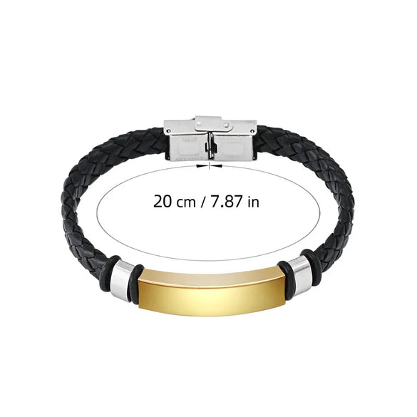 Simple Style Geometric 304 Stainless Steel Pu Leather Unisex Wristband Men Cord & Leather Bracelets