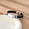 Simple Style Geometric 304 Stainless Steel Pu Leather Unisex Wristband Men Cord & Leather Bracelets