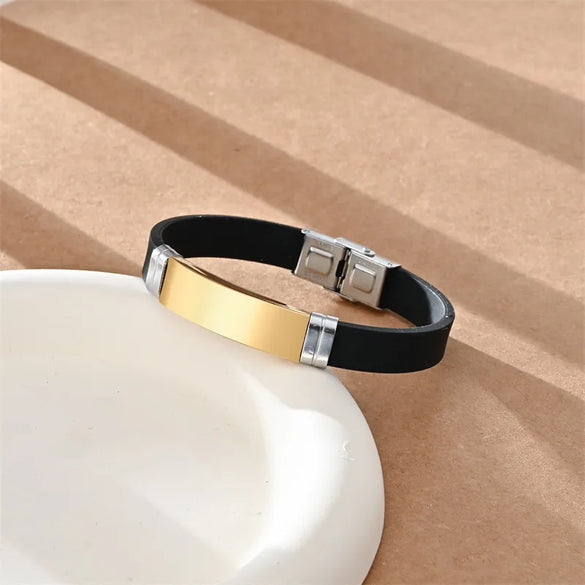 Simple Style Geometric 304 Stainless Steel Pu Leather Unisex Wristband Men Cord & Leather Bracelets
