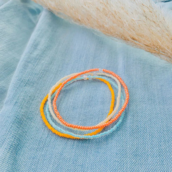 Simple Style Geometric Color Block Seed Bead Titanium Steel Wholesale Bracelets