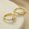 Simple Style Geometric Copper 18k Gold Plated Artificial Pearls Zircon Open Ring In Bulk