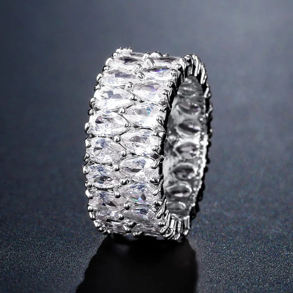 Simple Style Geometric Copper Plating Inlay Zircon White Gold Plated Gold Plated Rings