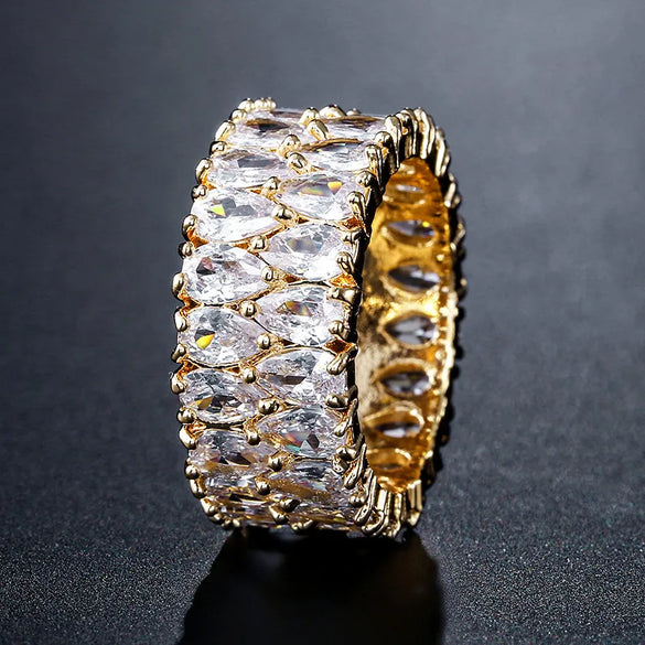 Simple Style Geometric Copper Plating Inlay Zircon White Gold Plated Gold Plated Rings