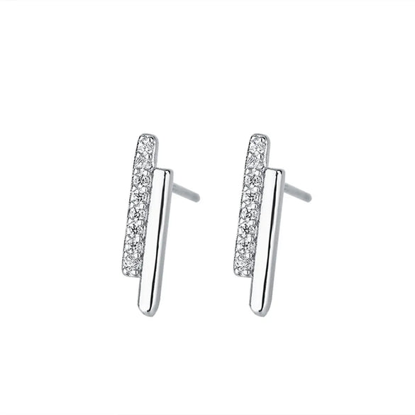 Simple Style Geometric Copper Plating Rhinestones Ear Studs 1 Pair