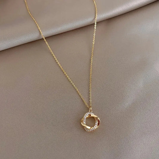 Simple Style Geometric Rhinestones Alloy Stainless Steel Wholesale Pendant Necklace