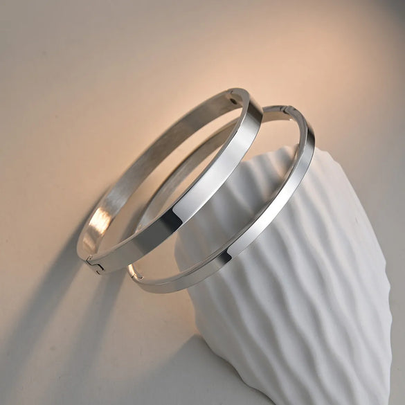 Simple Style Geometric Solid Color Stainless Steel Bangle Stainless Steel Bracelets
