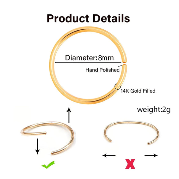 Simple Style Geometric Stainless Steel 14k Gold Plated Rose Gold Plated Nose Ring In Bulk