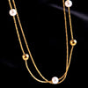 Stainless Steel 18K Gold Plated Simple Style Gold Plated Geometric Pearl Layered Necklaces