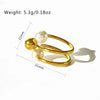 Wholesale Jewelry Simple Style Geometric 304 Stainless Steel Artificial Pearls 18K Gold Plated Plating Inlay Open Rings