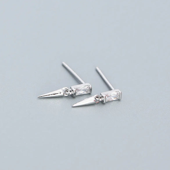 Simple Style Geometric Sterling Silver Plating Zircon Ear Studs 1 Pair