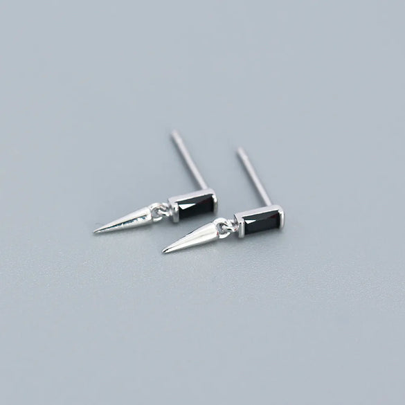 Simple Style Geometric Sterling Silver Plating Zircon Ear Studs 1 Pair