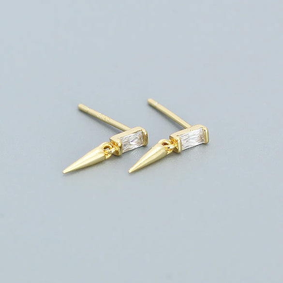 Simple Style Geometric Sterling Silver Plating Zircon Ear Studs 1 Pair