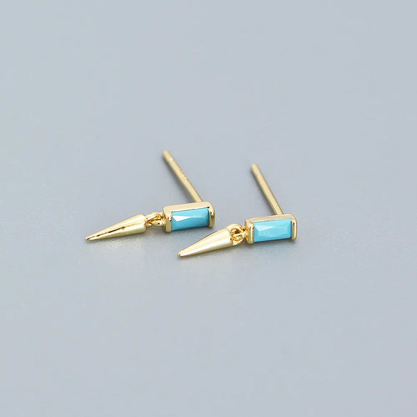 Simple Style Geometric Sterling Silver Plating Zircon Ear Studs 1 Pair