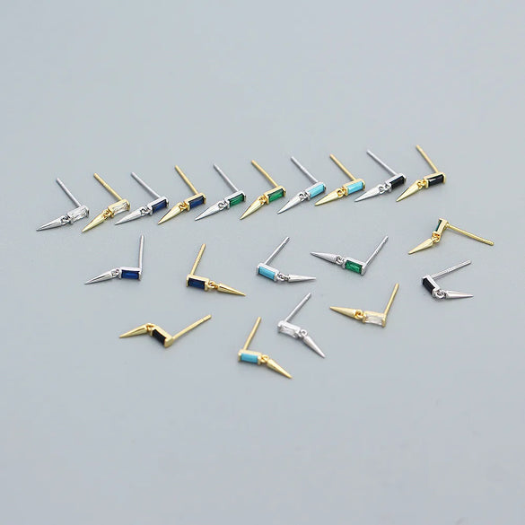 Simple Style Geometric Sterling Silver Plating Zircon Ear Studs 1 Pair