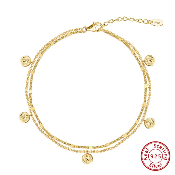 Simple Style Geometric Sterling Silver Polishing 14K Gold Plated White Gold Plated Women'S Anklet