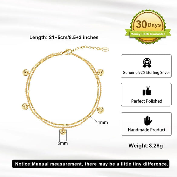 Simple Style Geometric Sterling Silver Polishing 14K Gold Plated White Gold Plated Women'S Anklet