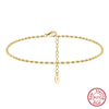 Wholesale Jewelry Simple Style Geometric 925 Sterling Silver 14K Gold Plated White Gold Plated Polishing Anklet