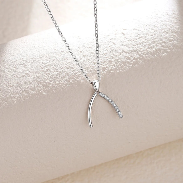 Simple Style Geometric Sterling Silver Polishing Plating Inlay Zircon Pendant Necklace