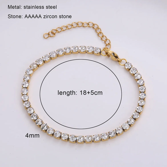 Simple Style Geometric Titanium Steel Inlay Zircon Bracelets 1 Piece