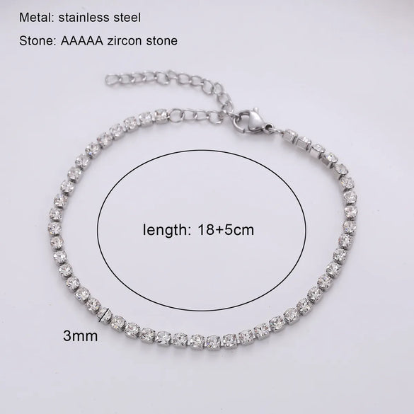Simple Style Geometric Titanium Steel Inlay Zircon Bracelets 1 Piece