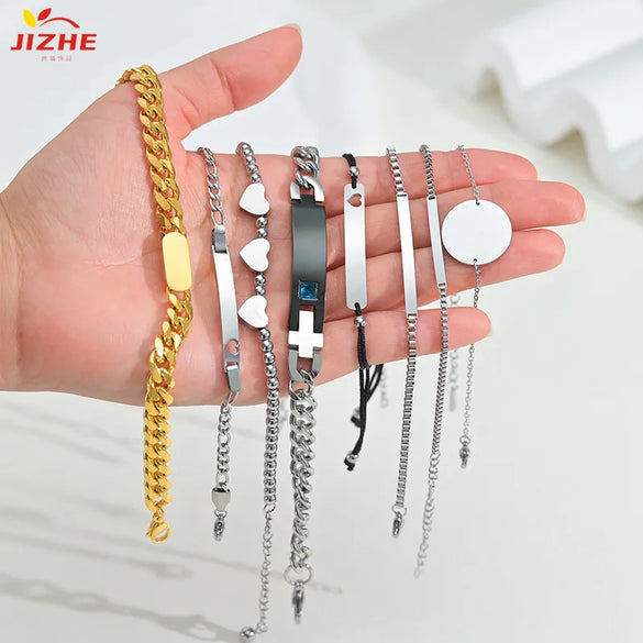 Simple Style Geometric Titanium Steel Plating Unisex Bracelets Men Chain Bracelets