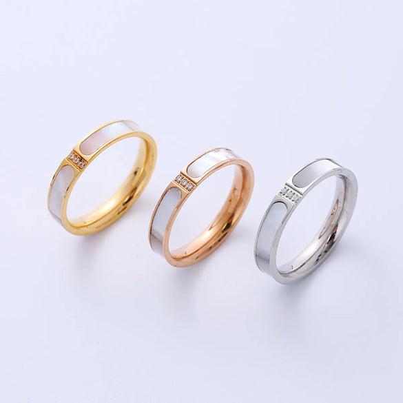 Simple Style Geometric Titanium Steel Rings Inlaid Zircon Stainless Steel Rings